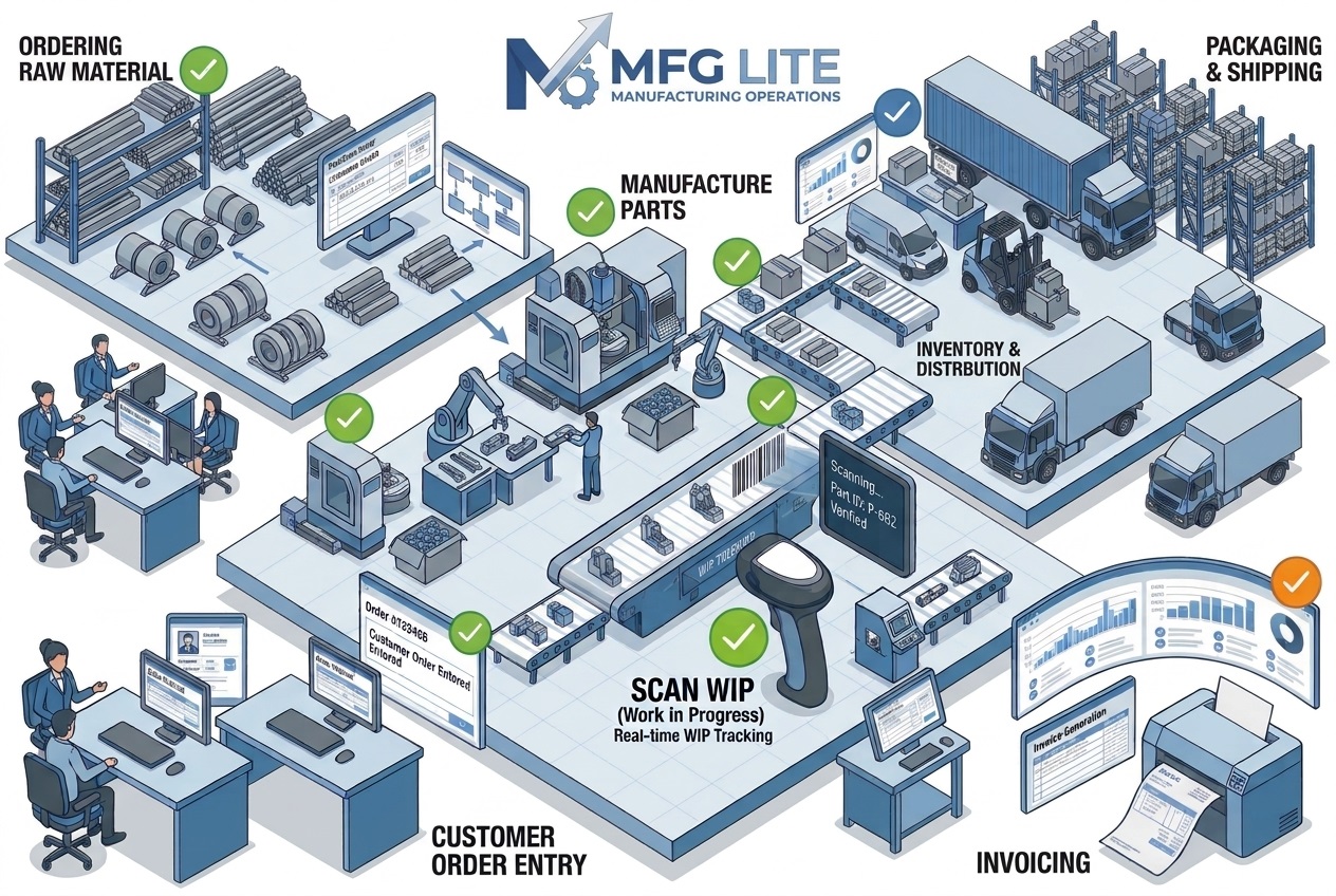 MFG Lite real-time work in process tracking dashboard